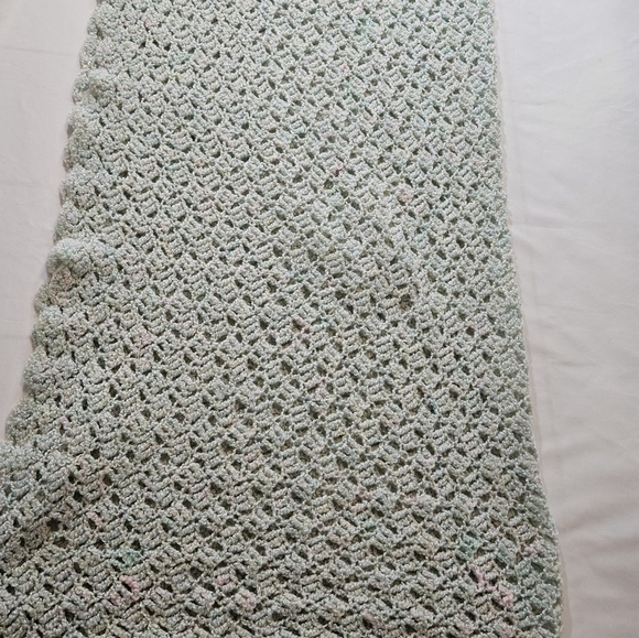 Handmade Crochet Blanket 40x40 Soft Lacy Afghan Pastel Baby Heirloom Cozy Throw - Picture 11 of 17